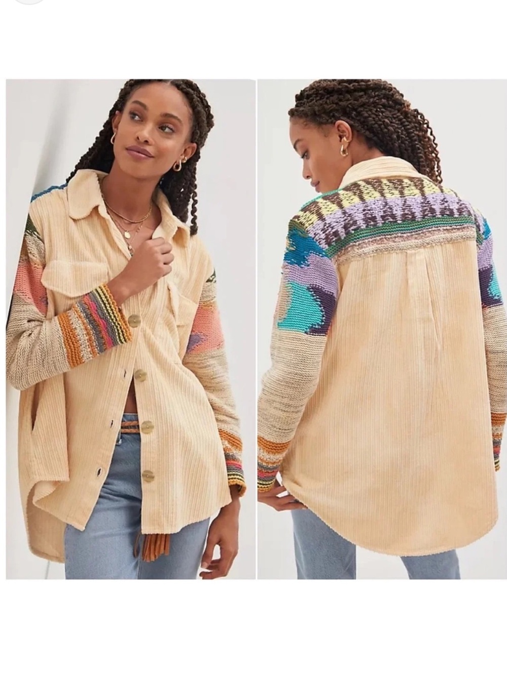 Pilcro Easygoing Corduroy Shirt Jacket Knit Sleeves Sz M